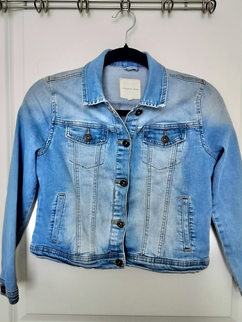 Copper Key Junior Girls L Faded Light Blue Denim Jacket